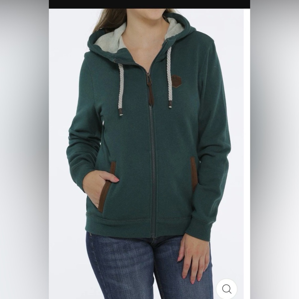 Women's Cinch Green Zip-Up Hoodie